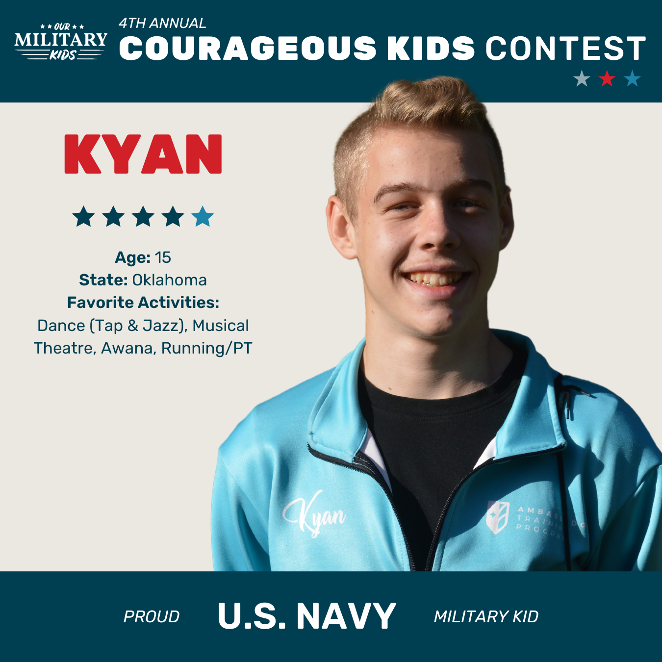 Kyan, Courageous Kids Contest U.S. Navy Winner