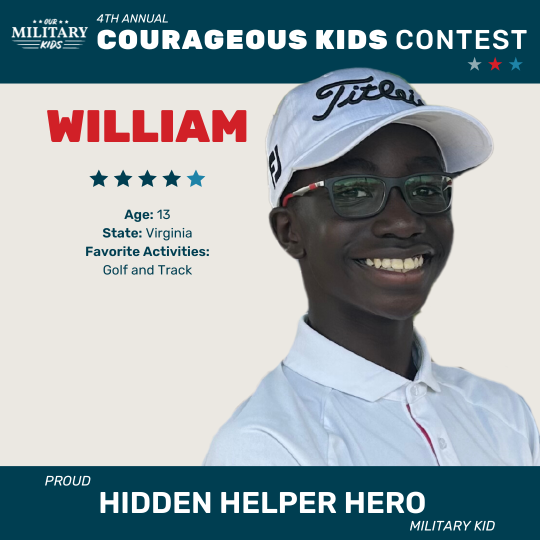 William, Courageous Kids Contest Hidden Helper Hero Award Winner