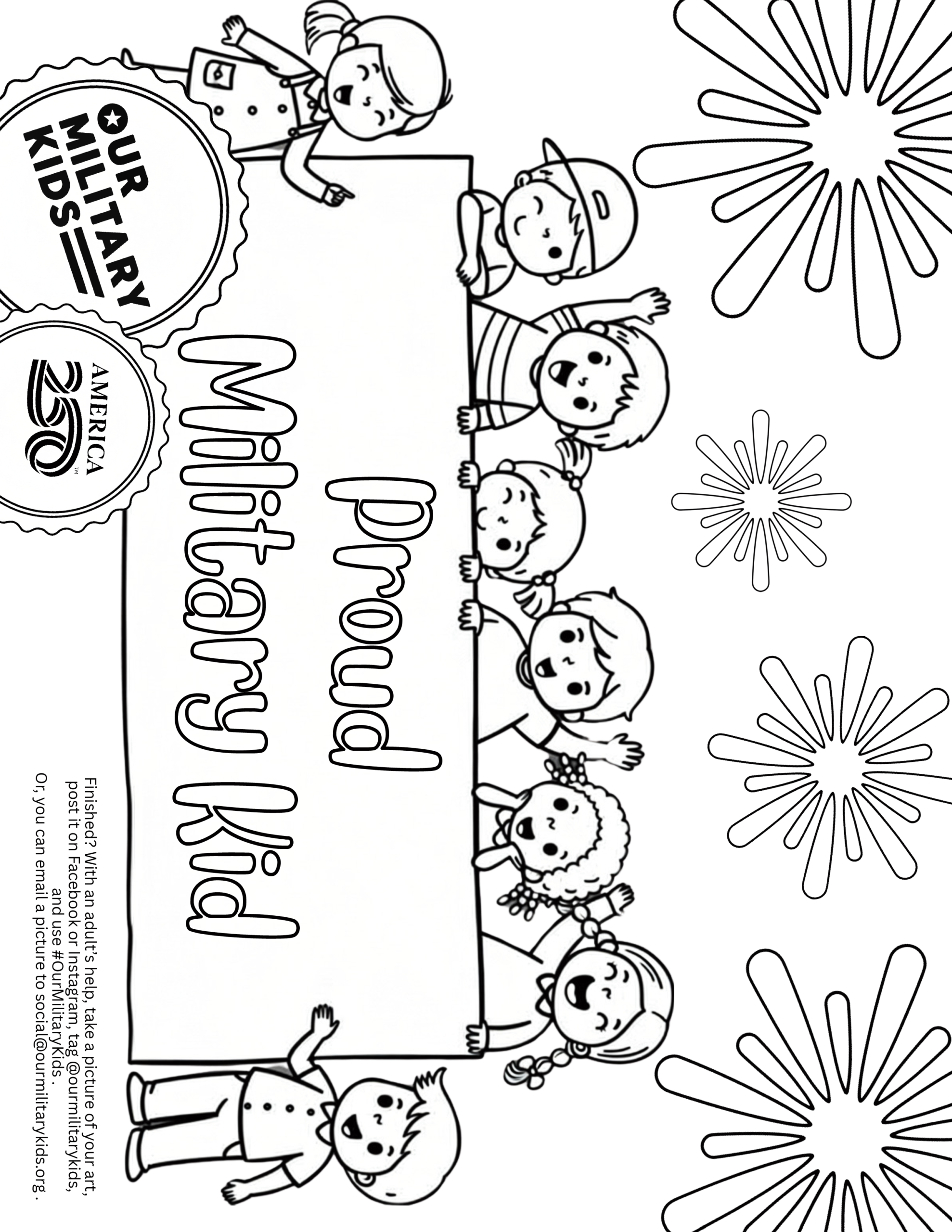 Our Military Kids America 250 Coloring Page 1