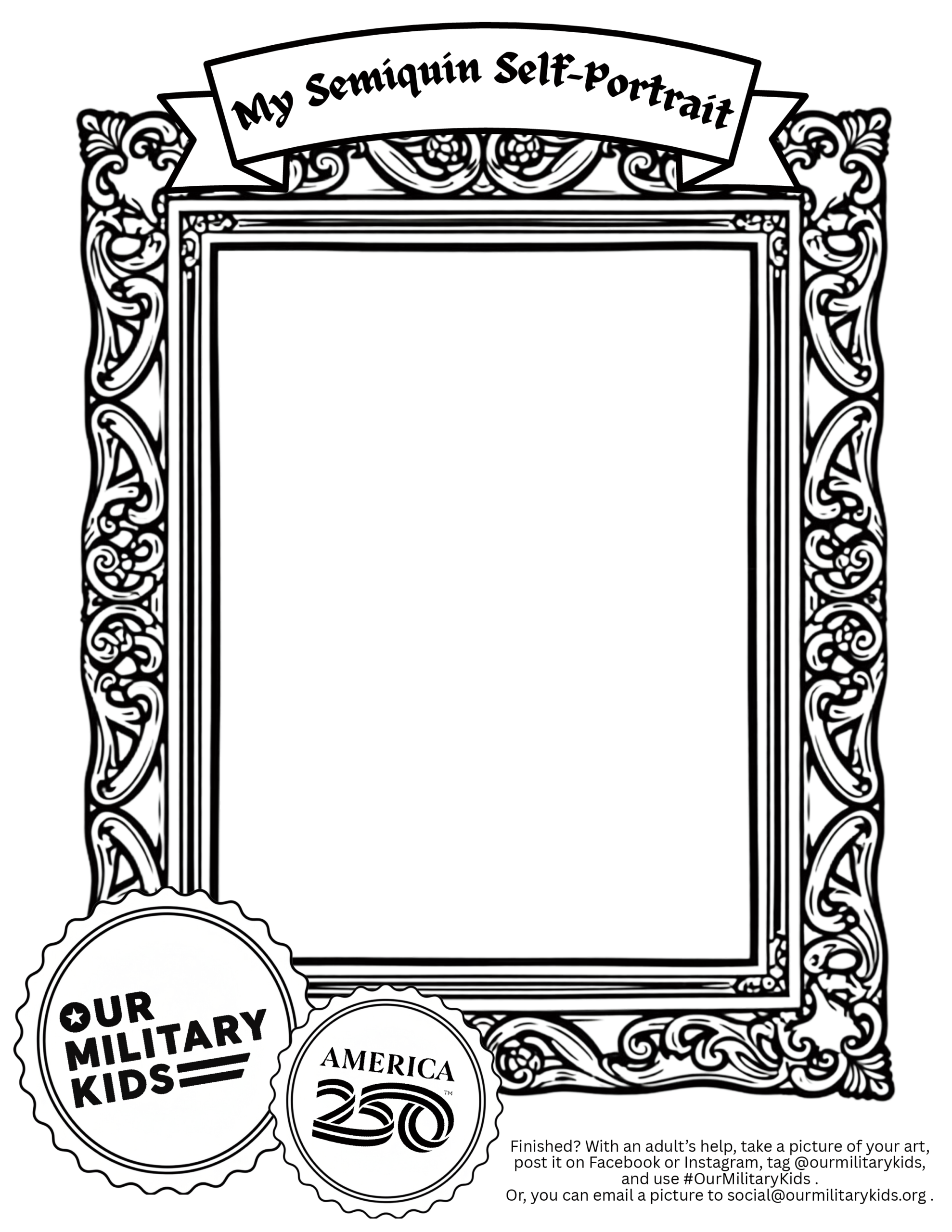 Our Military Kids America 250 Coloring Page 2